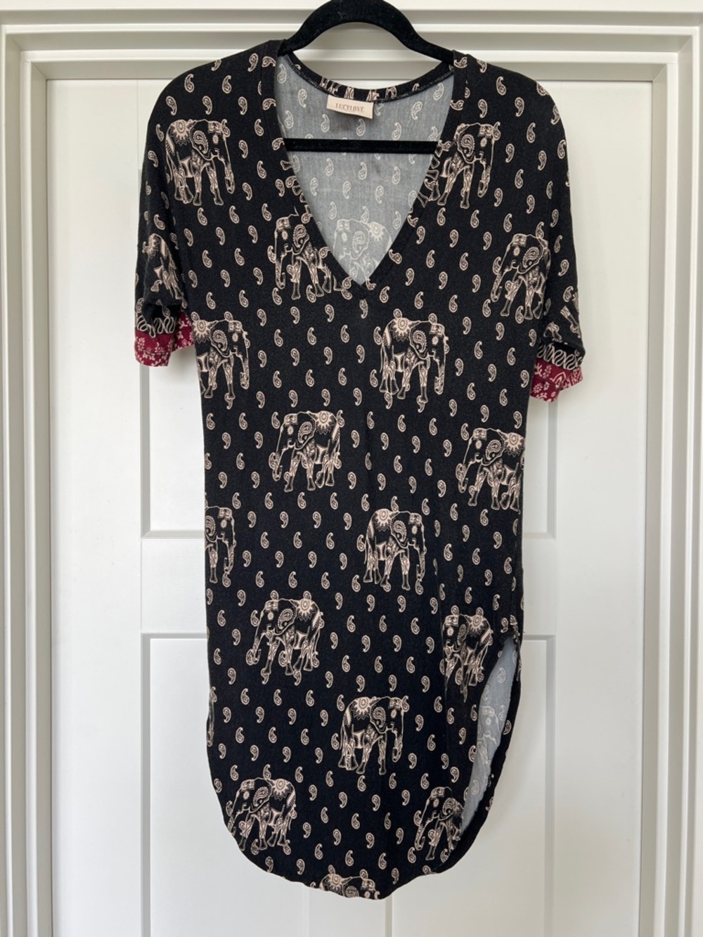 Lucy Love Women's Top — Black, Cream and Red with Paisley